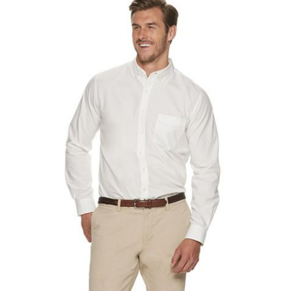Croft & Barrow Solid White Long Sleeve Button Up Shirt